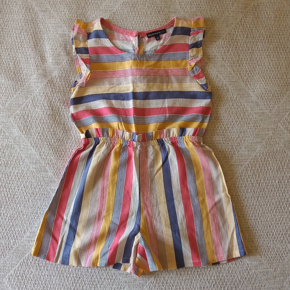 Linen Blend Striped Romper